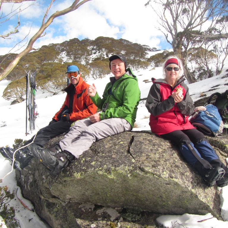 Barina xc skiers enjoying lunch